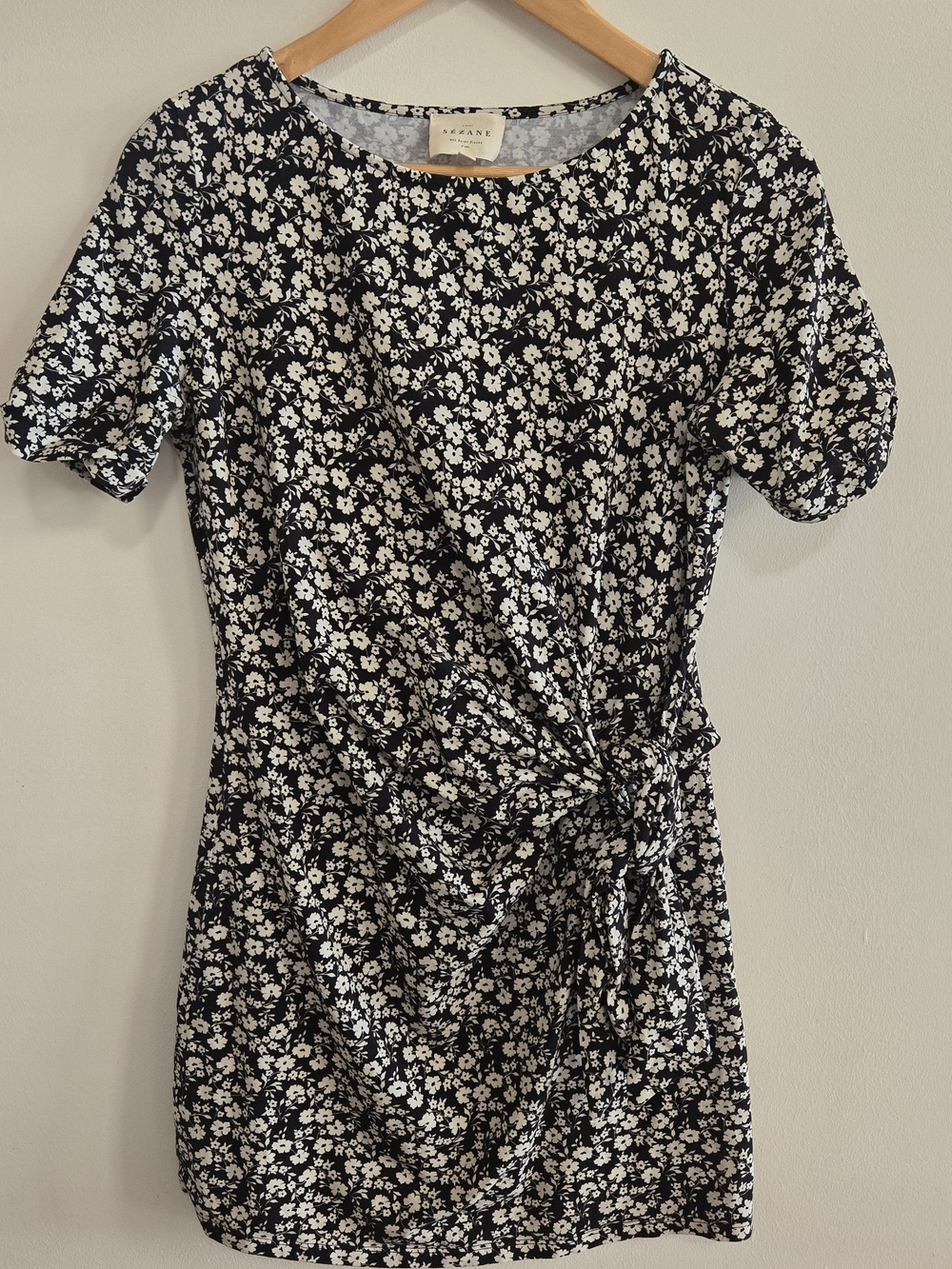 Sézane Pippa Short Dress - Black & Cream Madison Floral Print